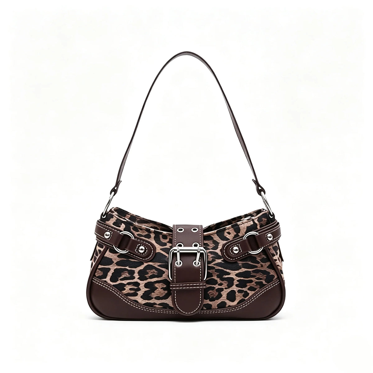 Womens Retro Buckle Underarm Shoulder Bag With Zipper