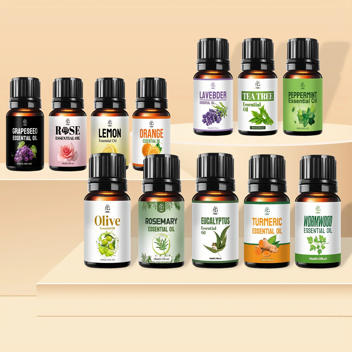 Aoao 12 Pc Essential Oil Blend For Facial Hair And Body Massage