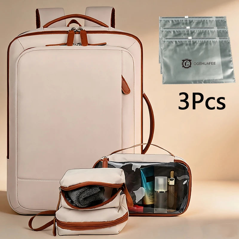 Ogehuafee Expandable Travel Laptop Backpack With Three Storage Bags
