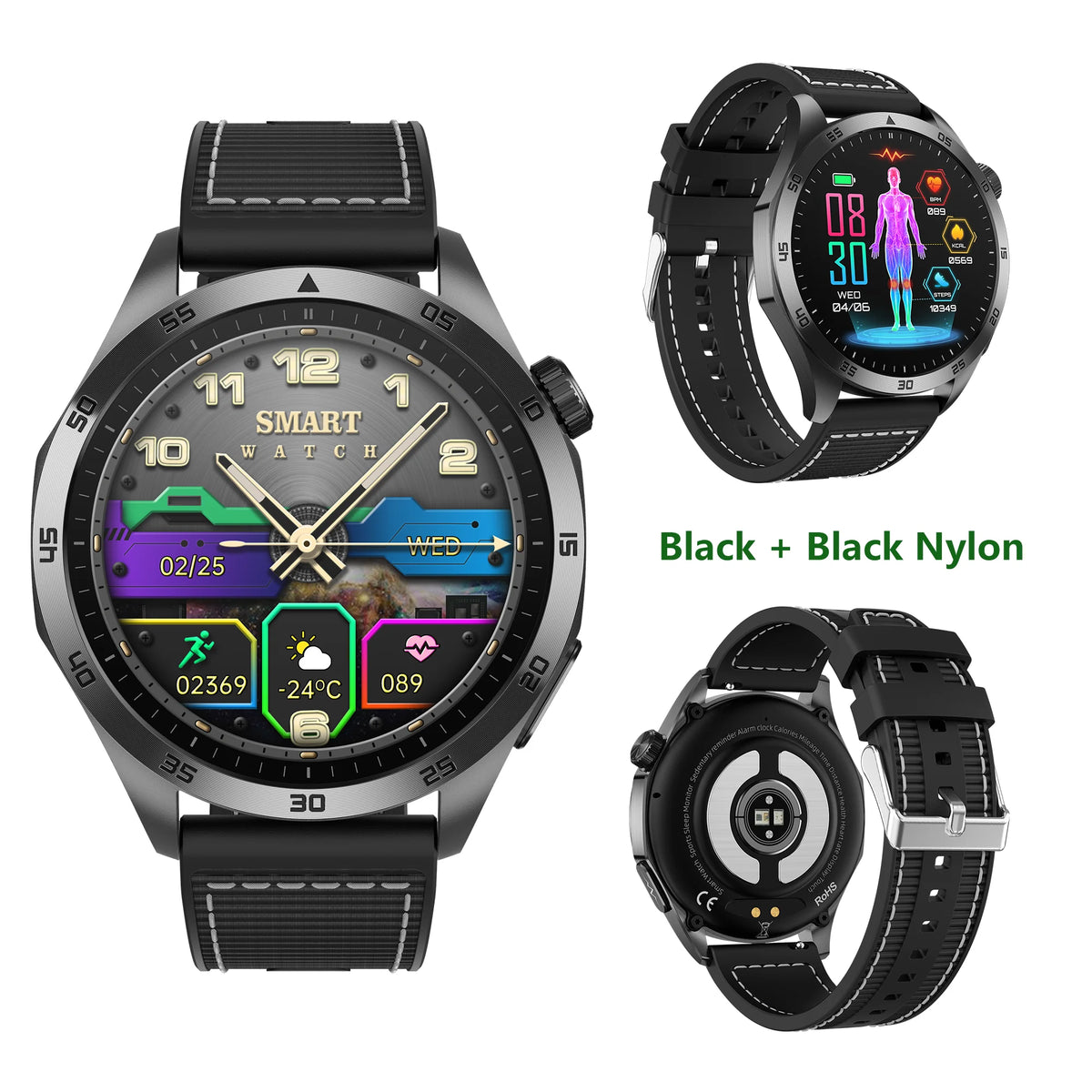 Male Health Smartwatch With ECG PPG Blood Pressure Monitor