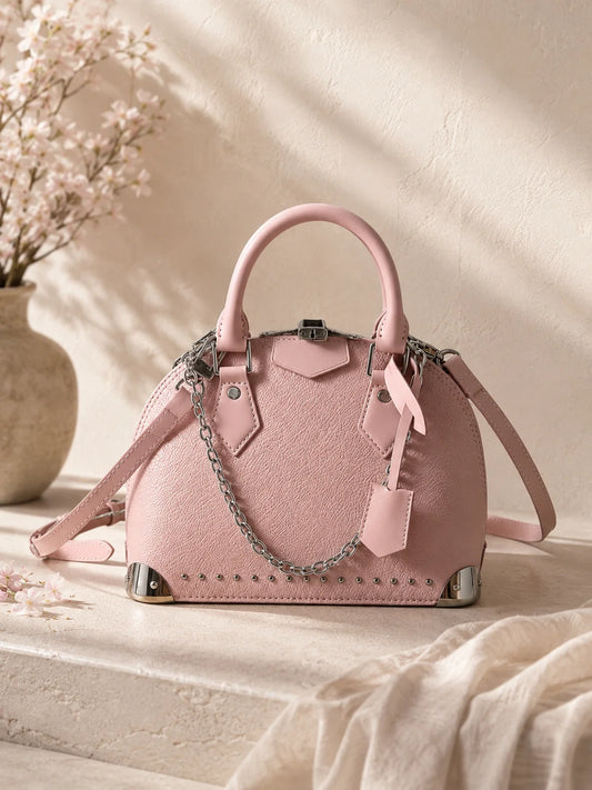 Luxury Pink Shell Crossbody Handbag With Shoulder Strap