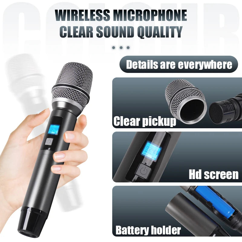 NXG Professional Wireless Microphone Receiver Kit With HD Screen