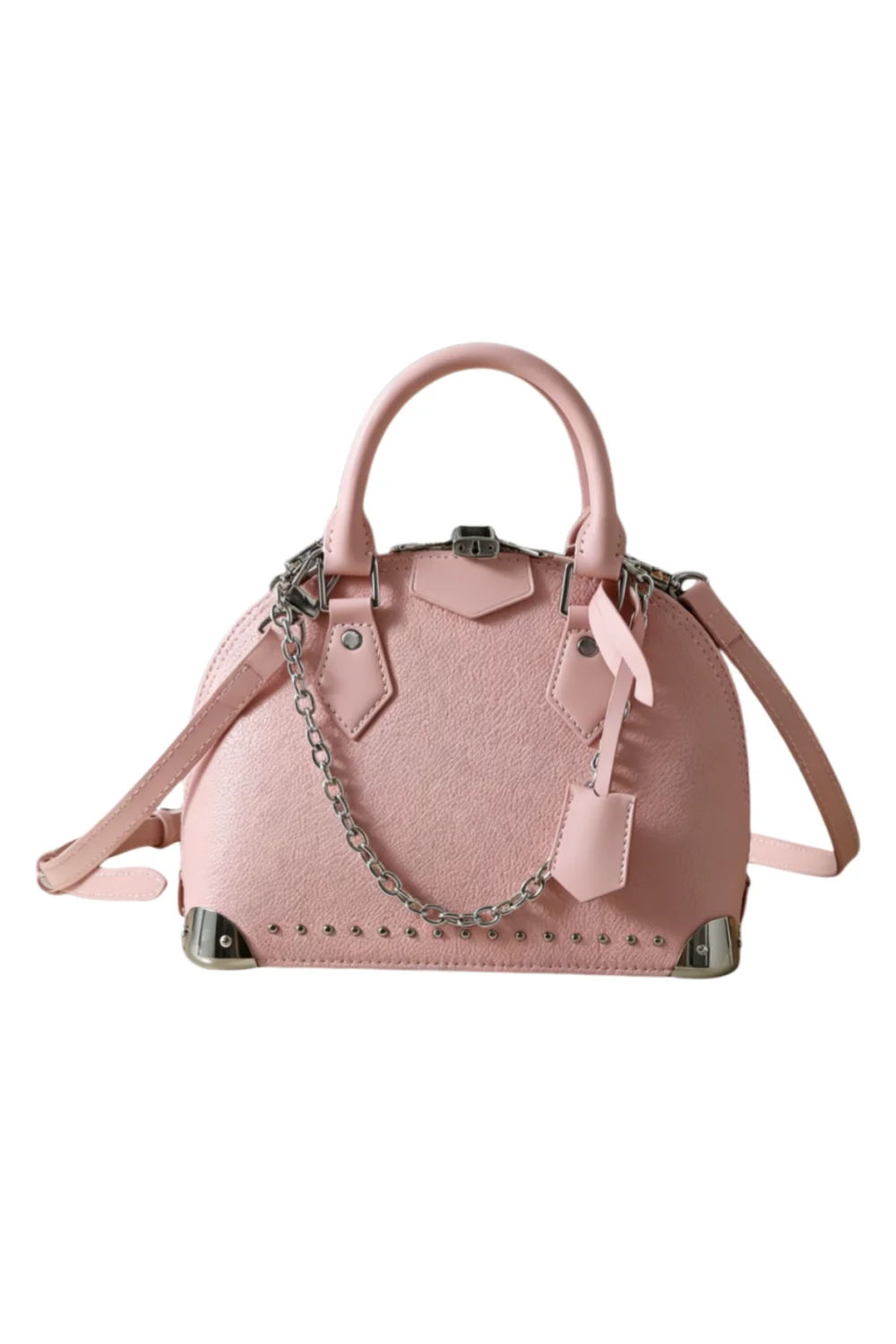 Luxury Pink Shell Crossbody Handbag With Shoulder Strap