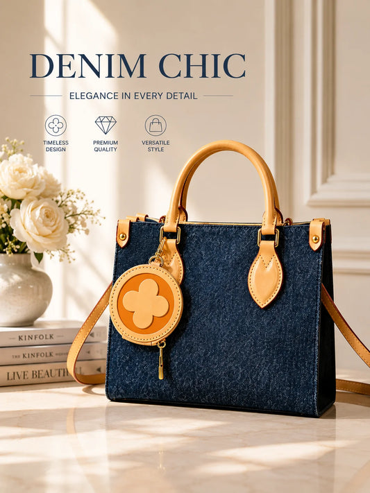 Fashion New Luxury Denim Canvas Little Daisy Tote Handbag For Women Accessories