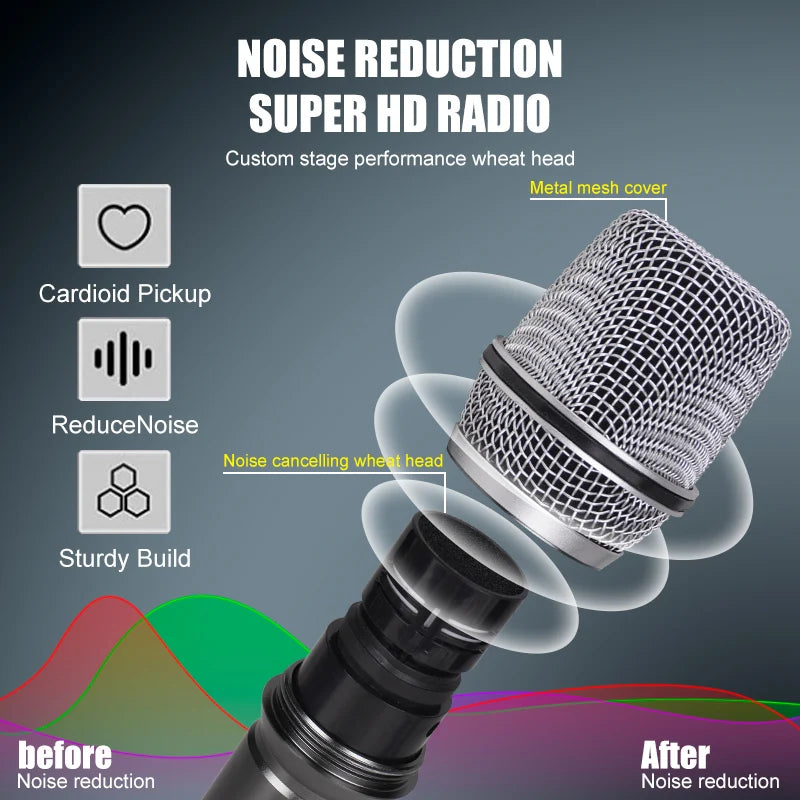 NXG Professional Wireless Microphone Receiver Kit With HD Screen