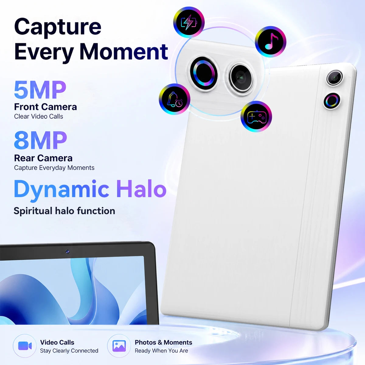 10.1 Inch Android15 Tablet A10,Octa‑Core A523 CPU,20GB(3+17GB Virtual) RAM 64GB ROM,1280*800 IPS Display,Face ID Unlock Dual Speakers WiFi 2.4G&5G Bluetooth5.0 GPS 5000mAh Tablet for Study Entertainment