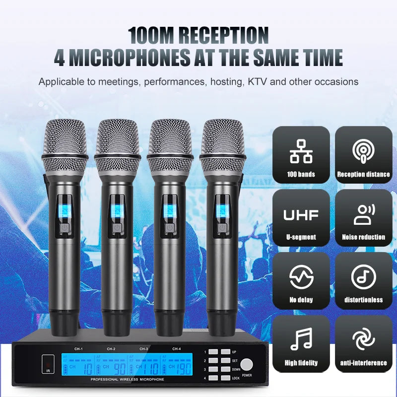 NXG Professional Wireless Microphone Receiver Kit With HD Screen