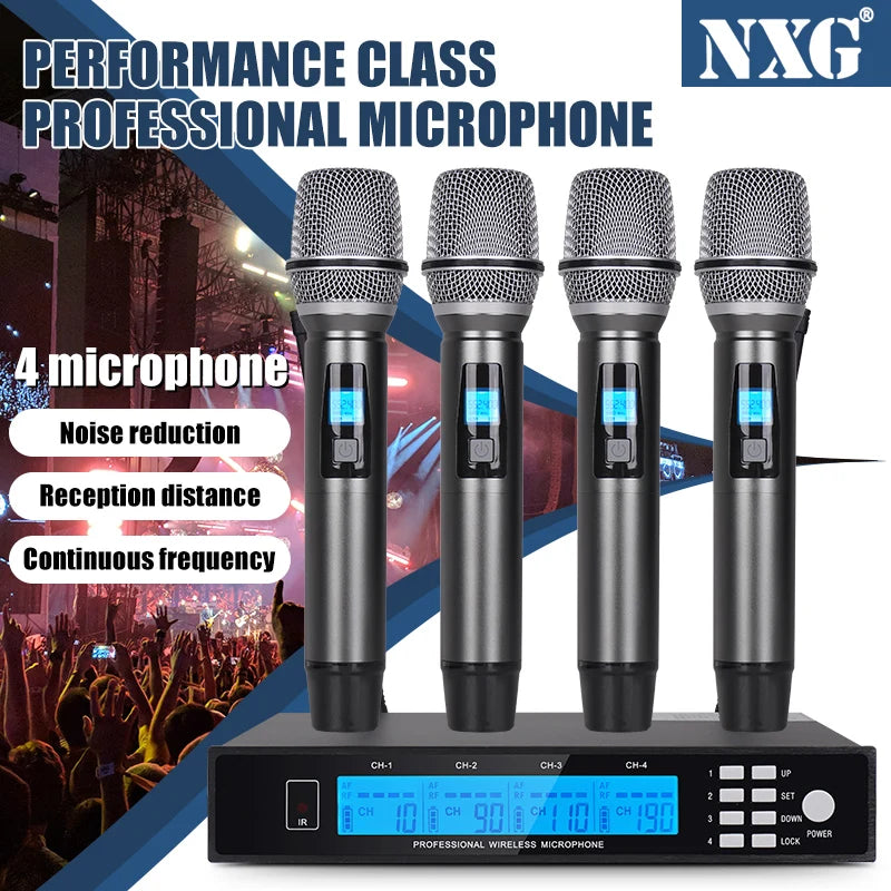 NXG Professional Wireless Microphone Receiver Kit With HD Screen