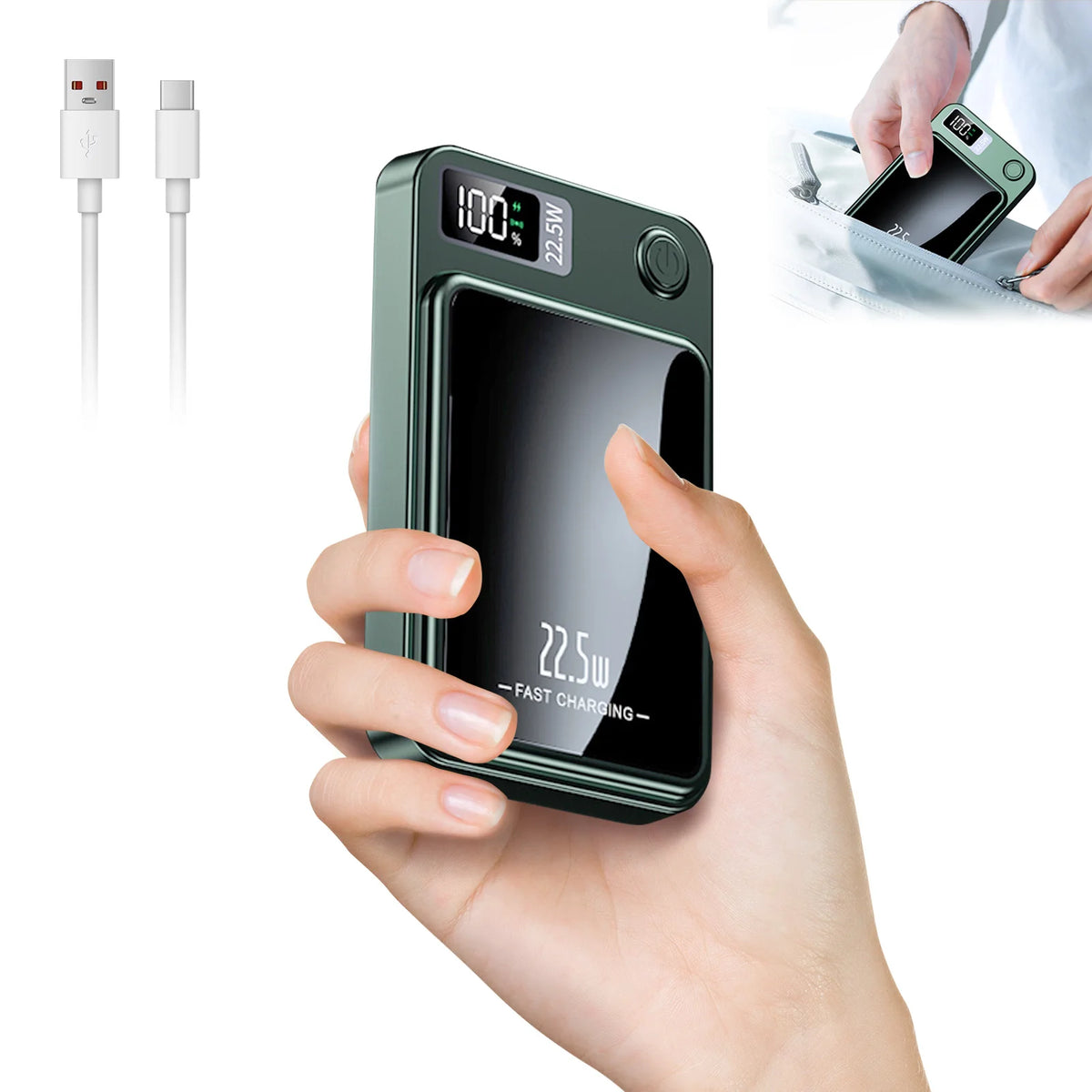Magnetic Wireless Power Bank Solar Panel Digital Fast Charger