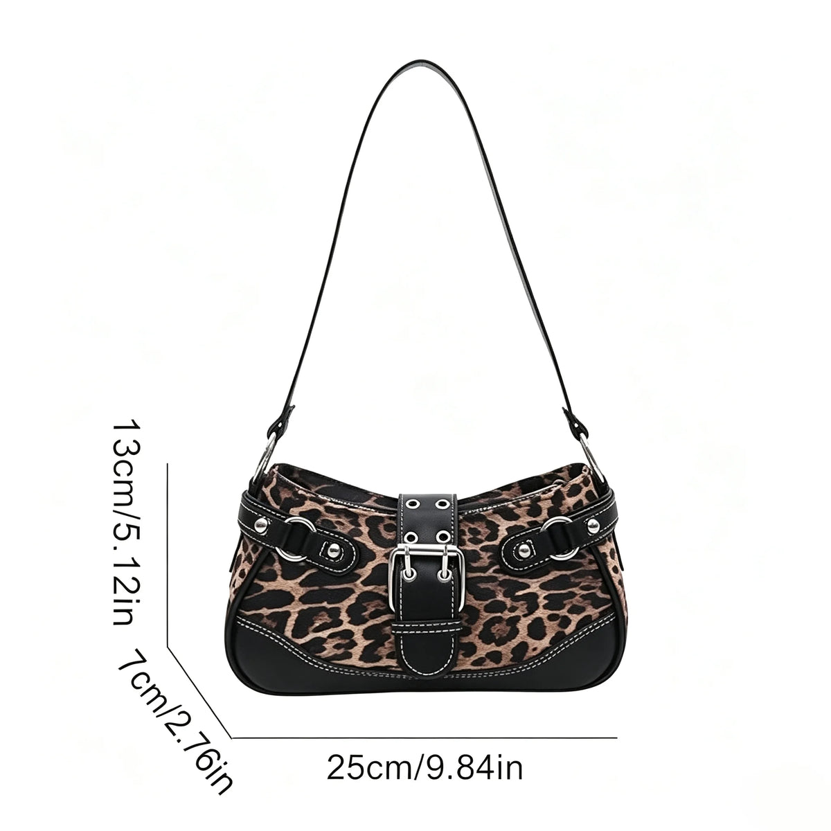Womens Retro Buckle Underarm Shoulder Bag With Zipper