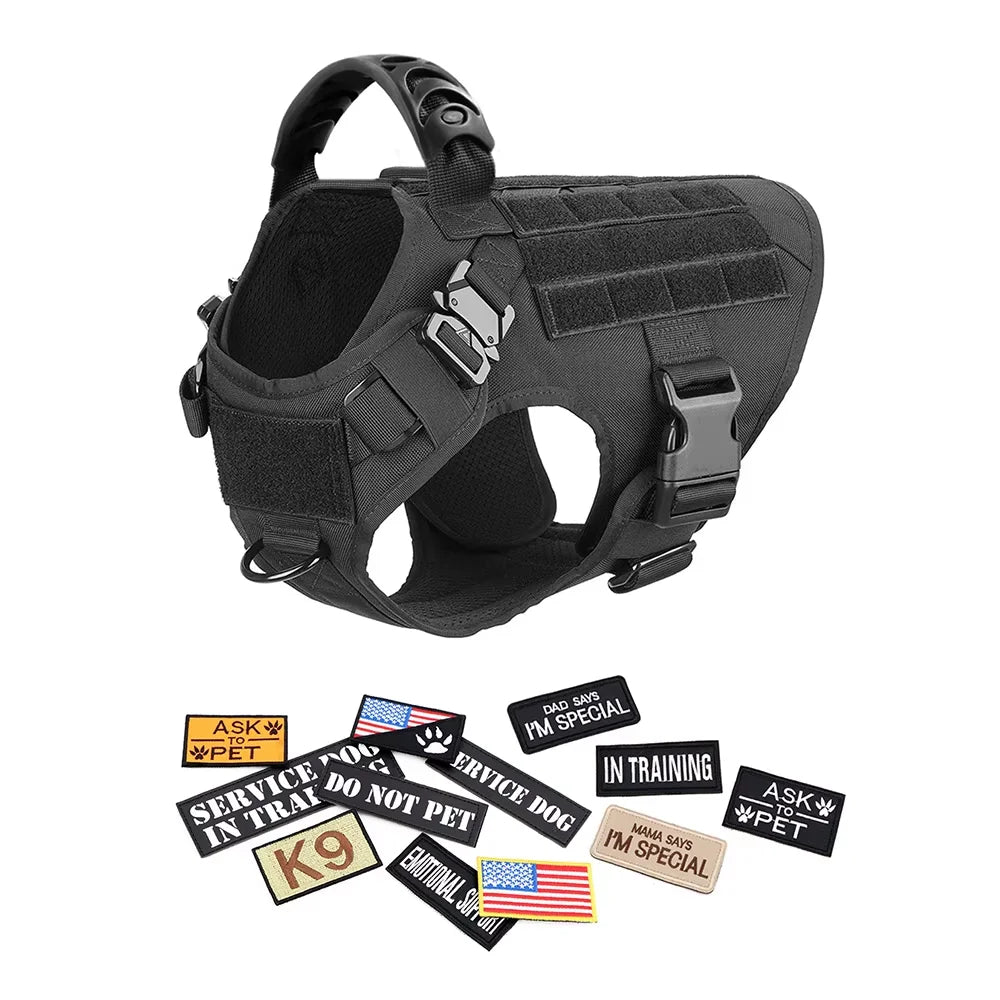 Tactical Dog Vest Harness Set With Collar And Leash For K9 Training