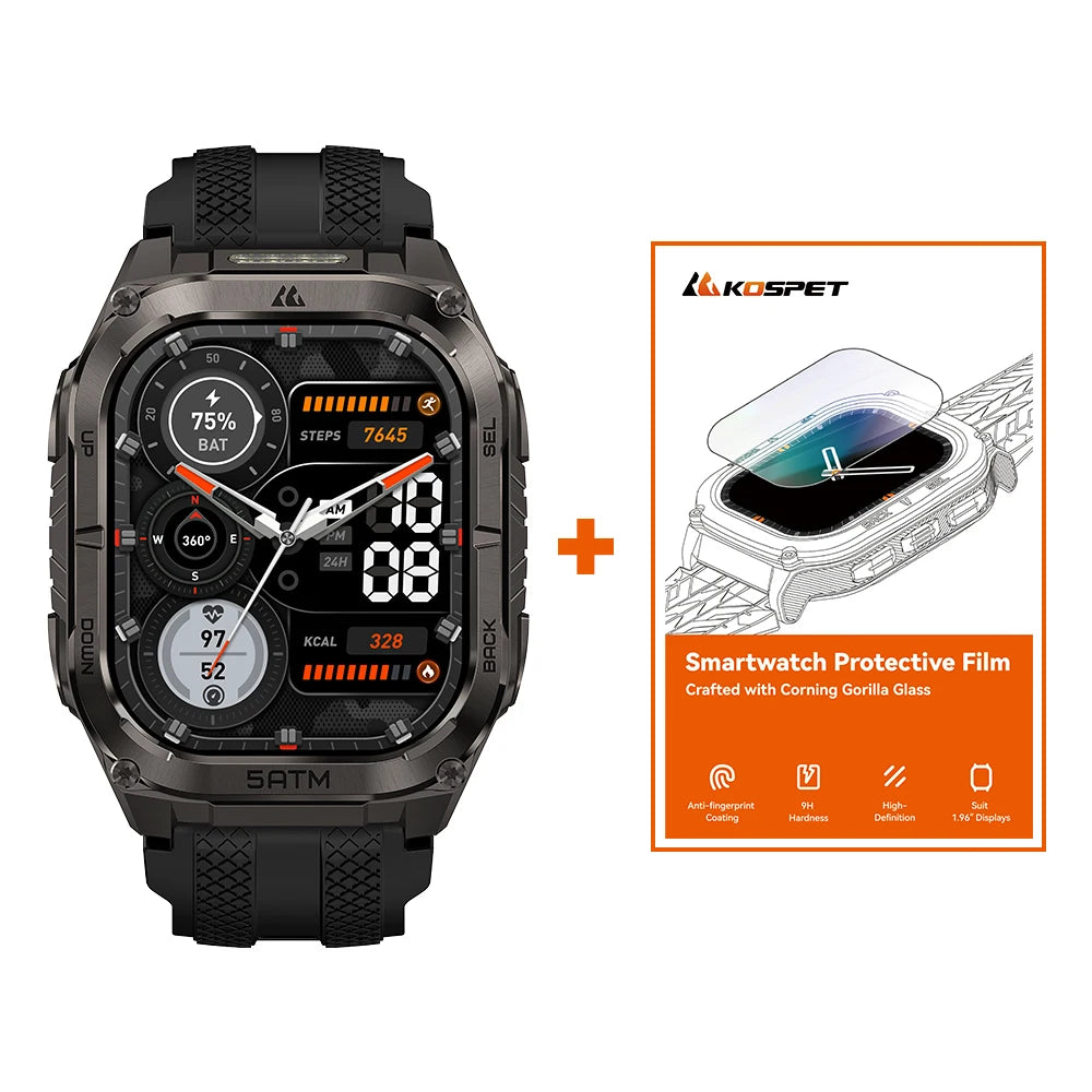 KOSPET Tank M4C GPS Smartwatch Waterproof Flashlight Health Monitor