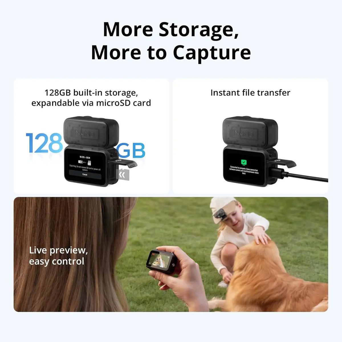 Refurbish Open Box DJI Osmo Nano Camera Combo -Small 4K/60fps Vlogging Camera 1/1.3'' Sensor 143° Wide FOV Video 200-Min Recording Swift Transfer Magnetic POV 4K Sports Vlog Camera ﻿