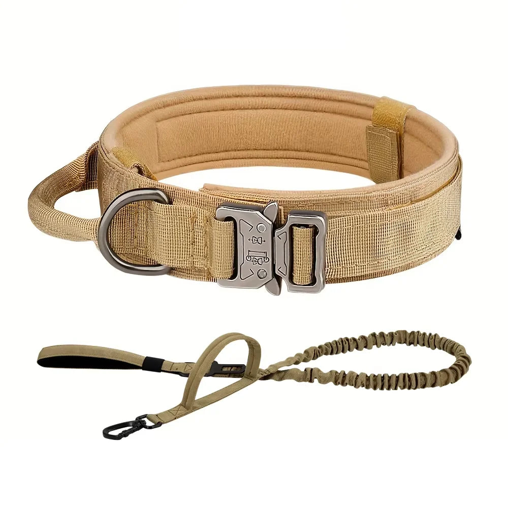 Adjustable Tactical Nylon Dog Training Collar And Leash Set With Quick Release Buckle
