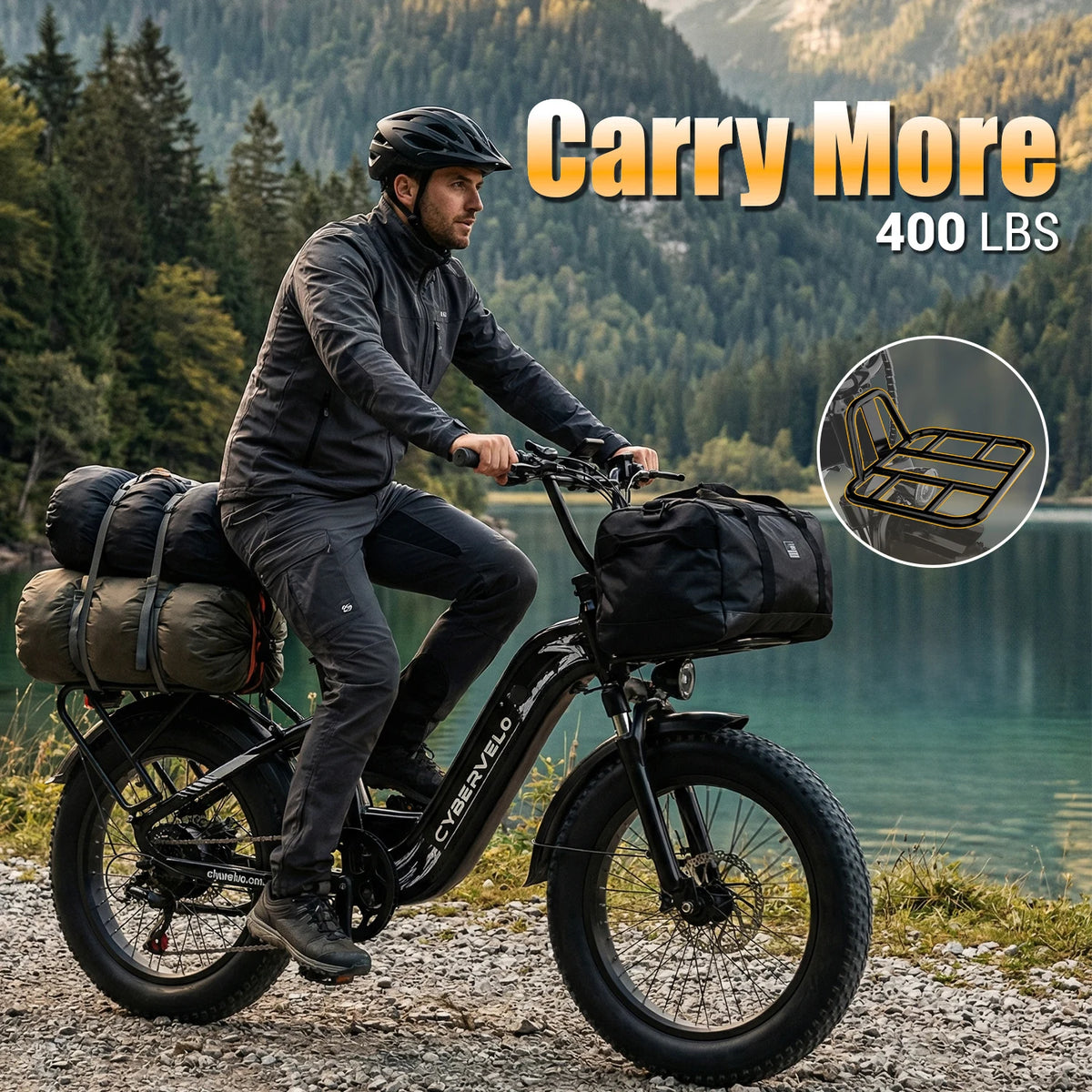 Cybervelo 1000W Peak Electric Bike Removable Battery Fat Tire