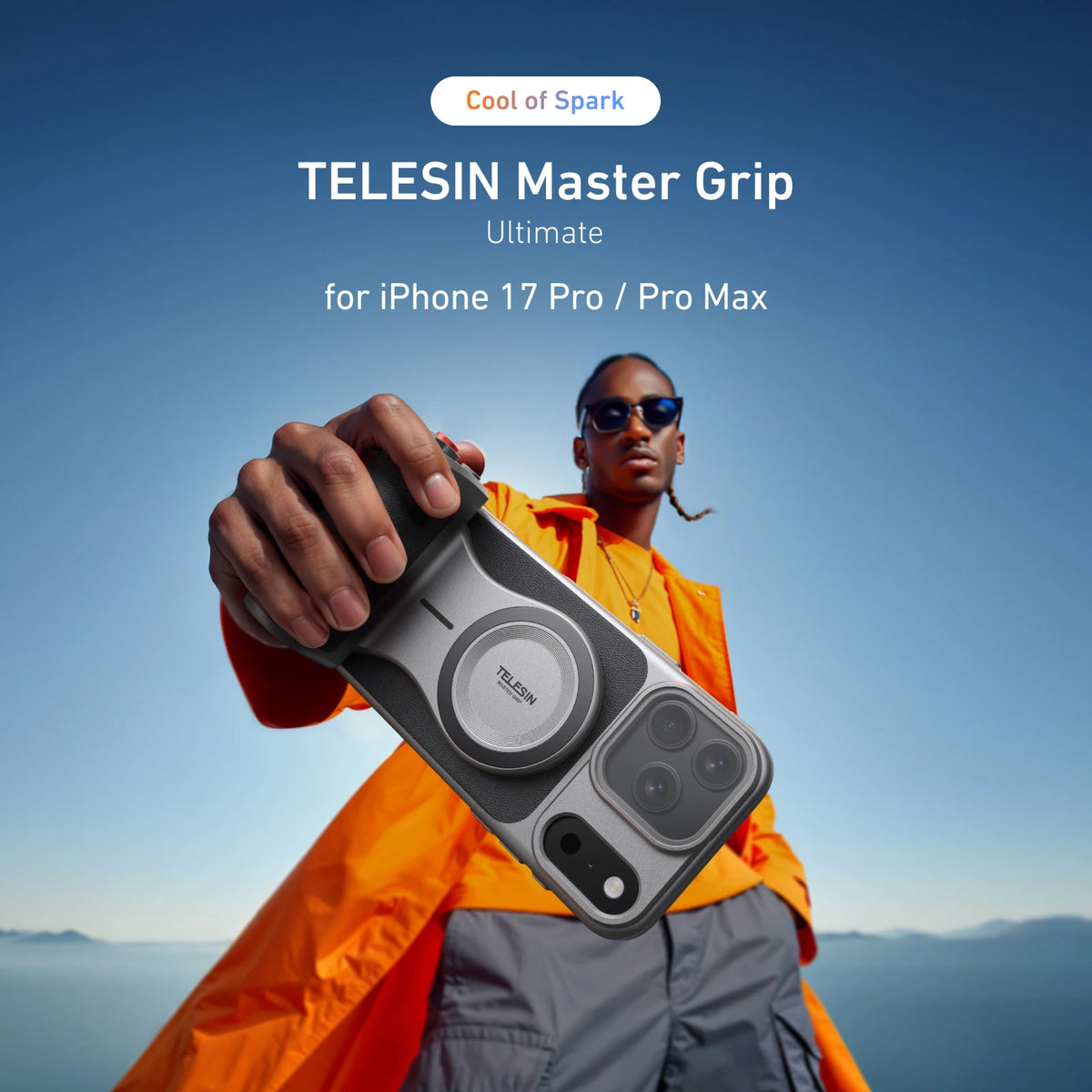 TELESIN Master Grip Kit for iPhone 17 Pro Promax Magnetic Phone Camera Grip 3200mAh Battery Wireless Charging Cooling Holder