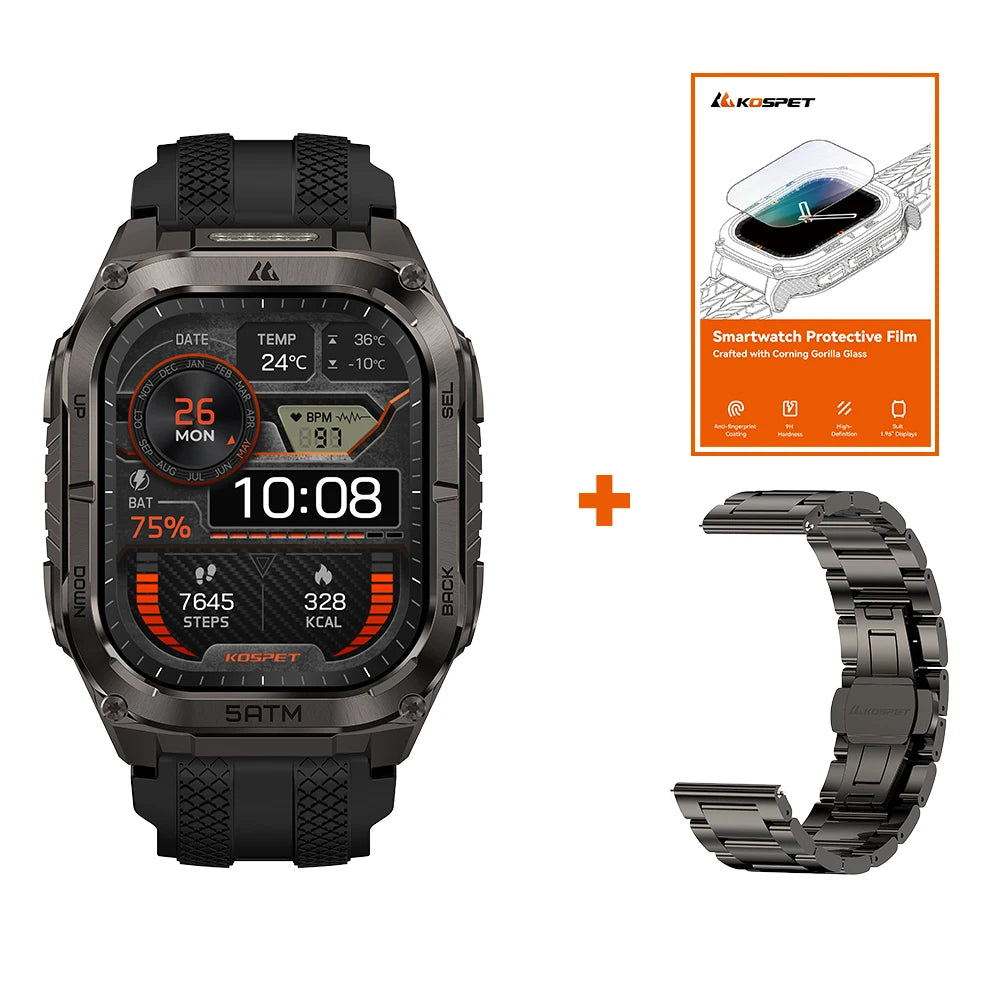 KOSPET Tank M4C GPS Smartwatch Waterproof Flashlight Health Monitor