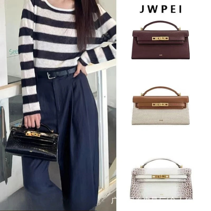 JW PEI Noor Leather Top Handle Handbag Crocodile Embossed