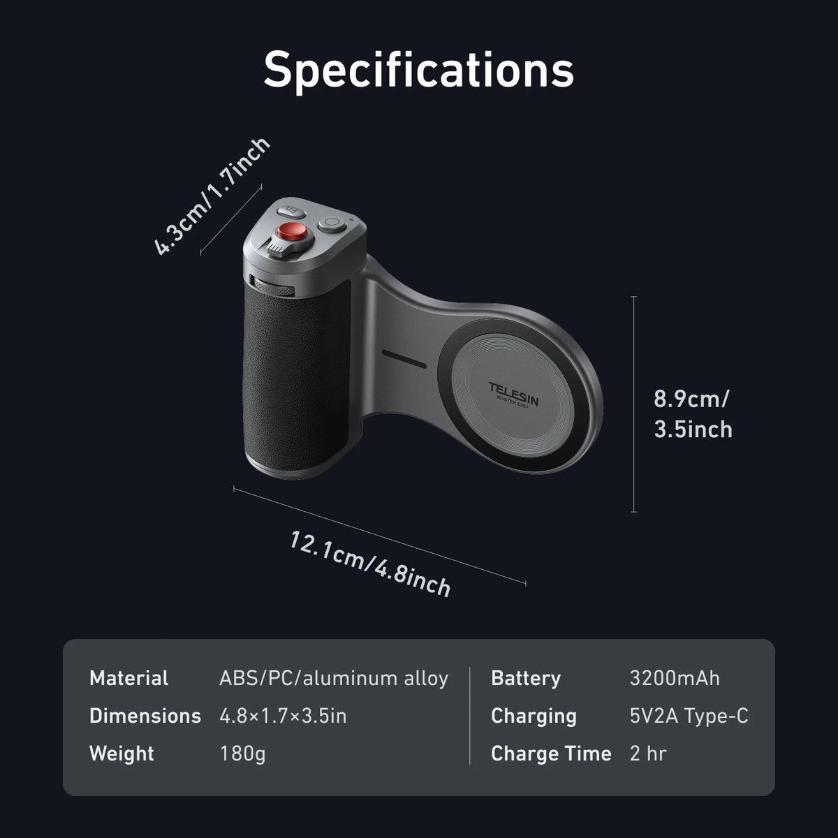 TELESIN Master Grip Kit for iPhone 17 Pro Promax Magnetic Phone Camera Grip 3200mAh Battery Wireless Charging Cooling Holder