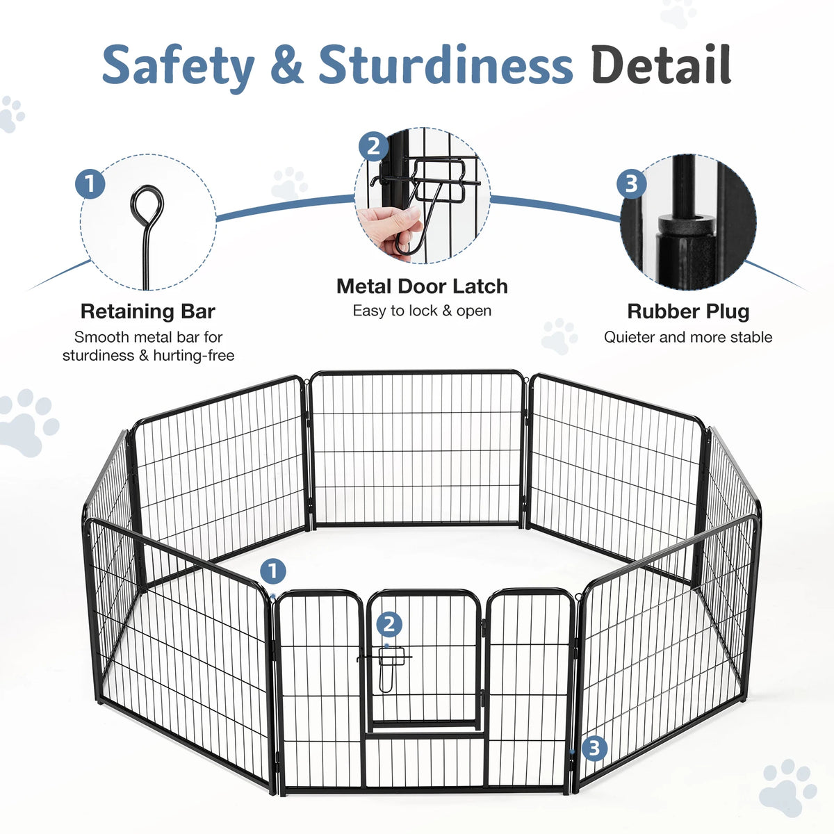 Jhk Metal 8 Panels Dog Playpen Foldable Pet Fence