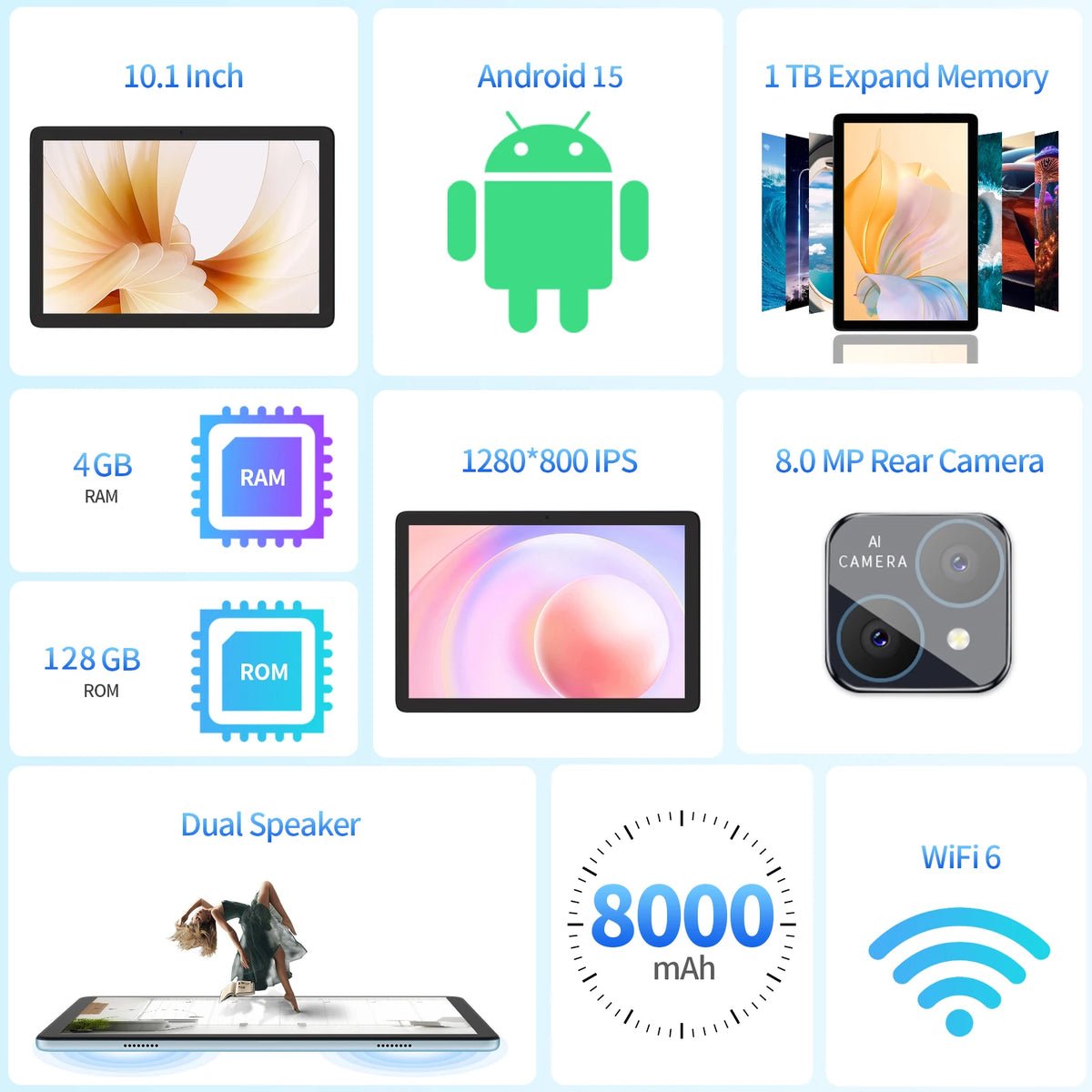 Pritom Android 15 Tablet With Keyboard And Case