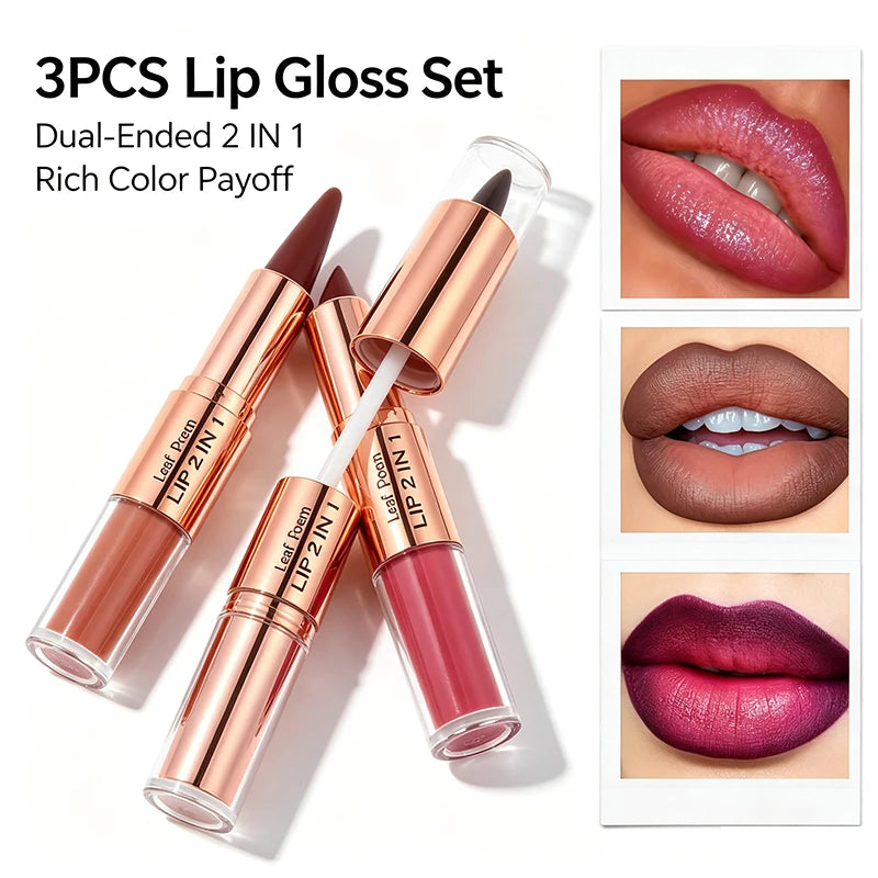 Dual Ended Lip Liner And Gloss Set For Women