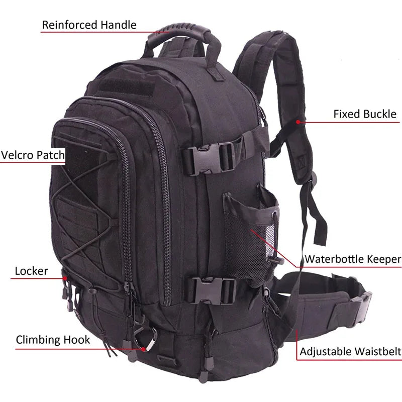 LQARMY Large Capacity 60L Tactical Military Backpack For Outdoor