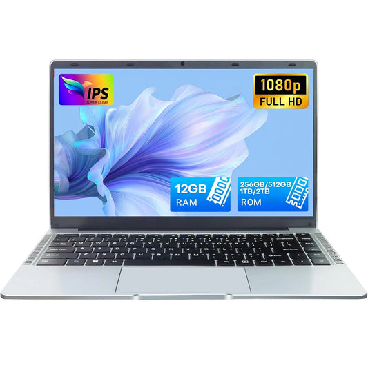 Xiaman 14.1" Ultra Slim Windows 11 Pro Laptop Computer Intel Atom A3950 12GB RAM 1TB 2TB SSD Notebook PC 1080P HD Office Study Laptops