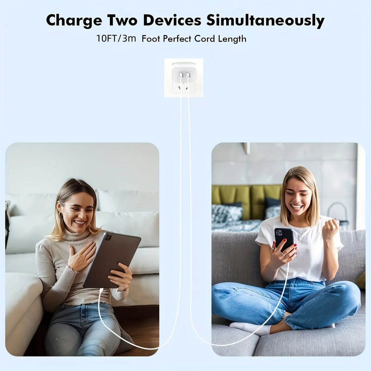 Sanprio Dual Port 40w Usb C Wall Charger With Cable