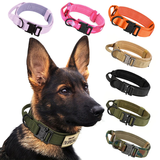 Adjustable Tactical Nylon Dog Training Collar And Leash Set With Quick Release Buckle