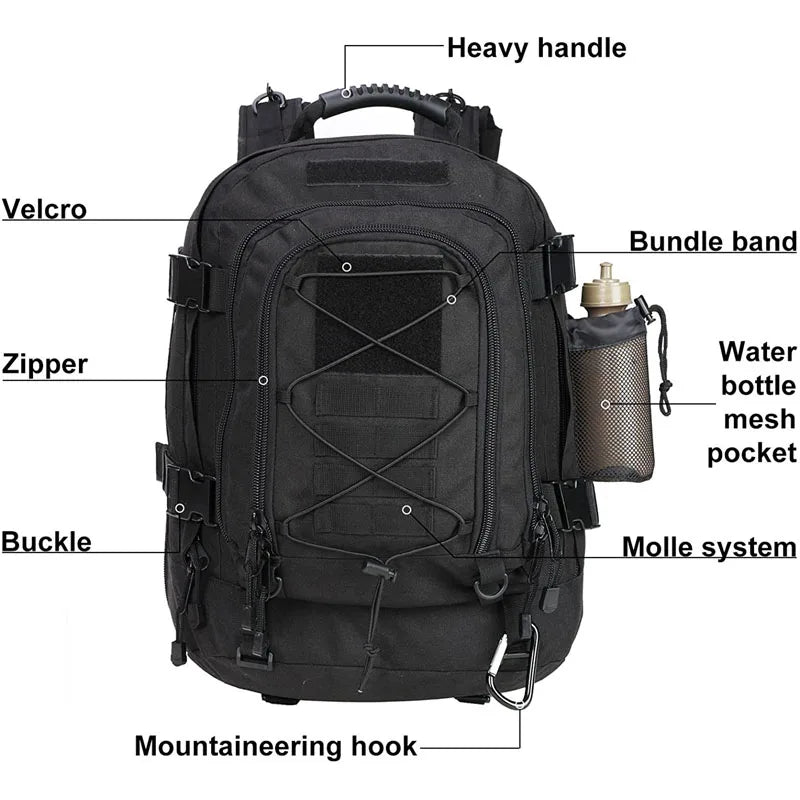 LQARMY Large Capacity 60L Tactical Military Backpack For Outdoor