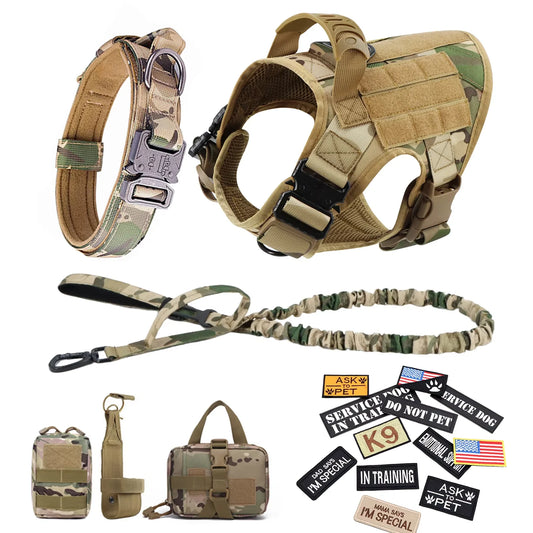 Tactical Dog Vest Harness Set With Collar And Leash For K9 Training