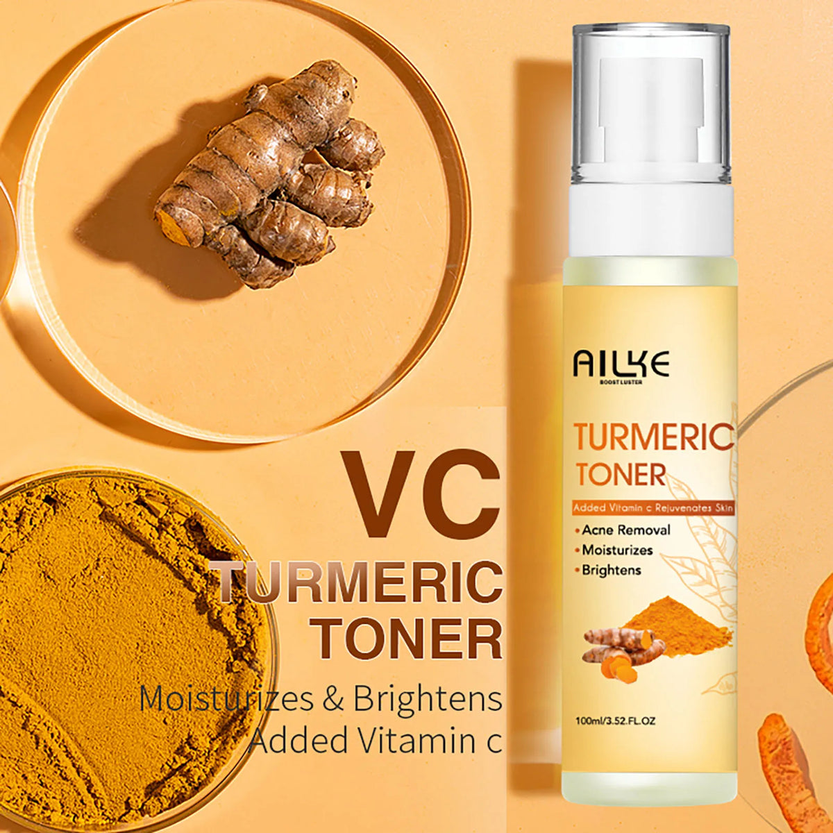 Ailke Natural Turmeric Skin Cleanser Lightens And Removes Acne