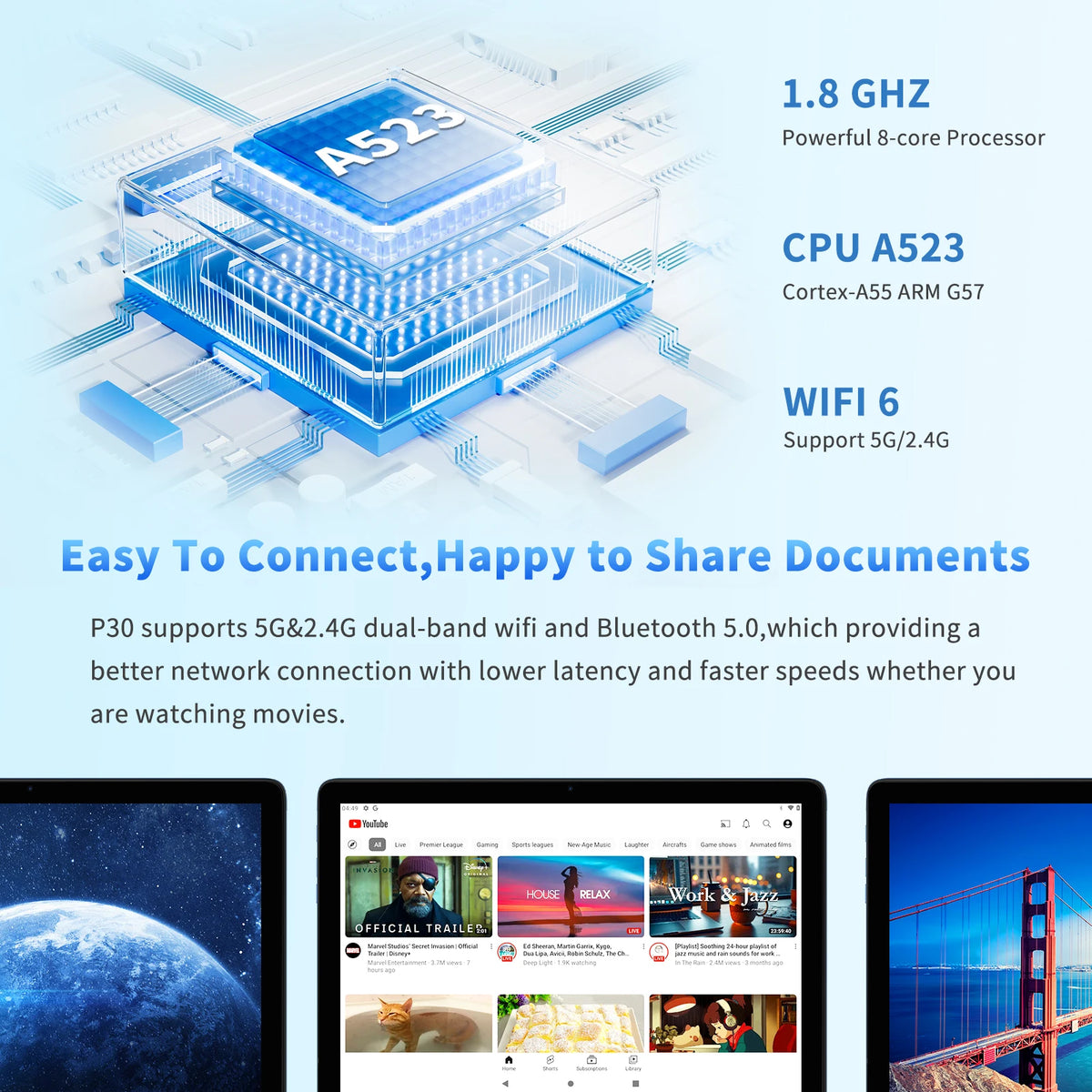 Pritom Android 15 Tablet With Keyboard And Case