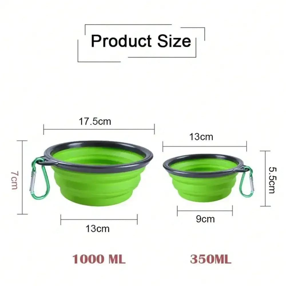 Portable Silicone Dog Feeder Bowl With Carabiner 2 In 1 Pet Water Dispenser