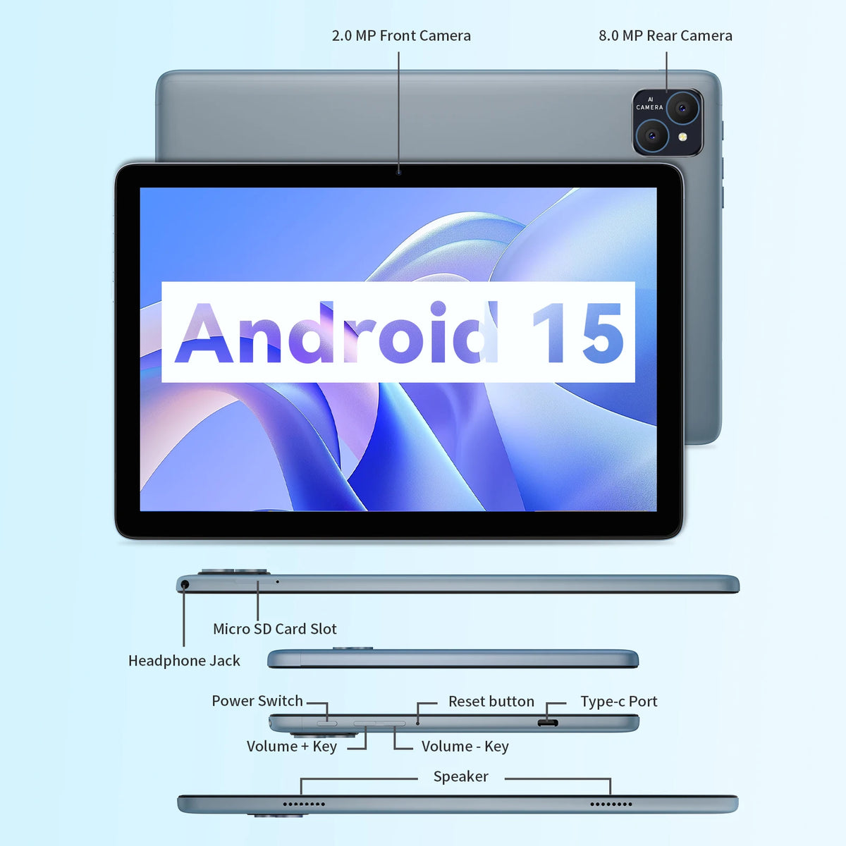 Pritom Android 15 Tablet With Keyboard And Case