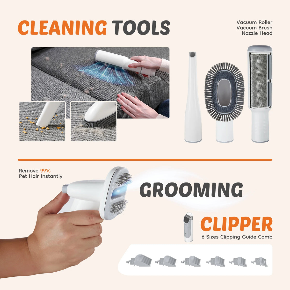 Sweetcrispy Pet Grooming Vacuum Kit with Clippers And Tools