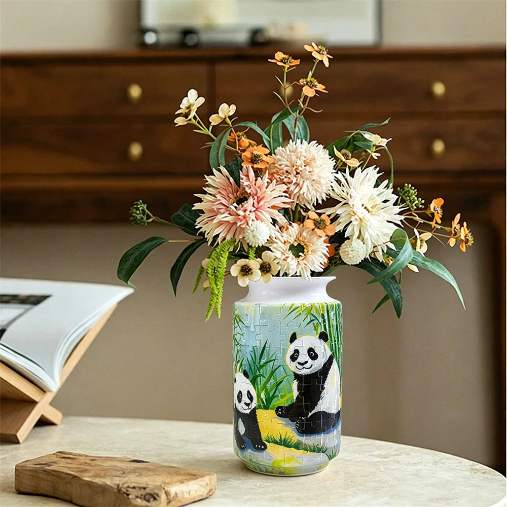 CONUSEA 162 Piece Panda Bamboo 3D Puzzle Vase For Home Decor Gift