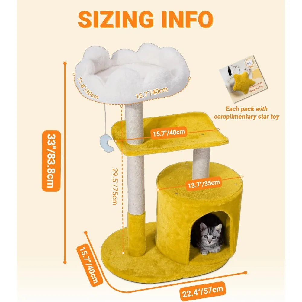Nbvcx 33 Inch Multi Level Cat Tree Tower Cozy Padded Bed