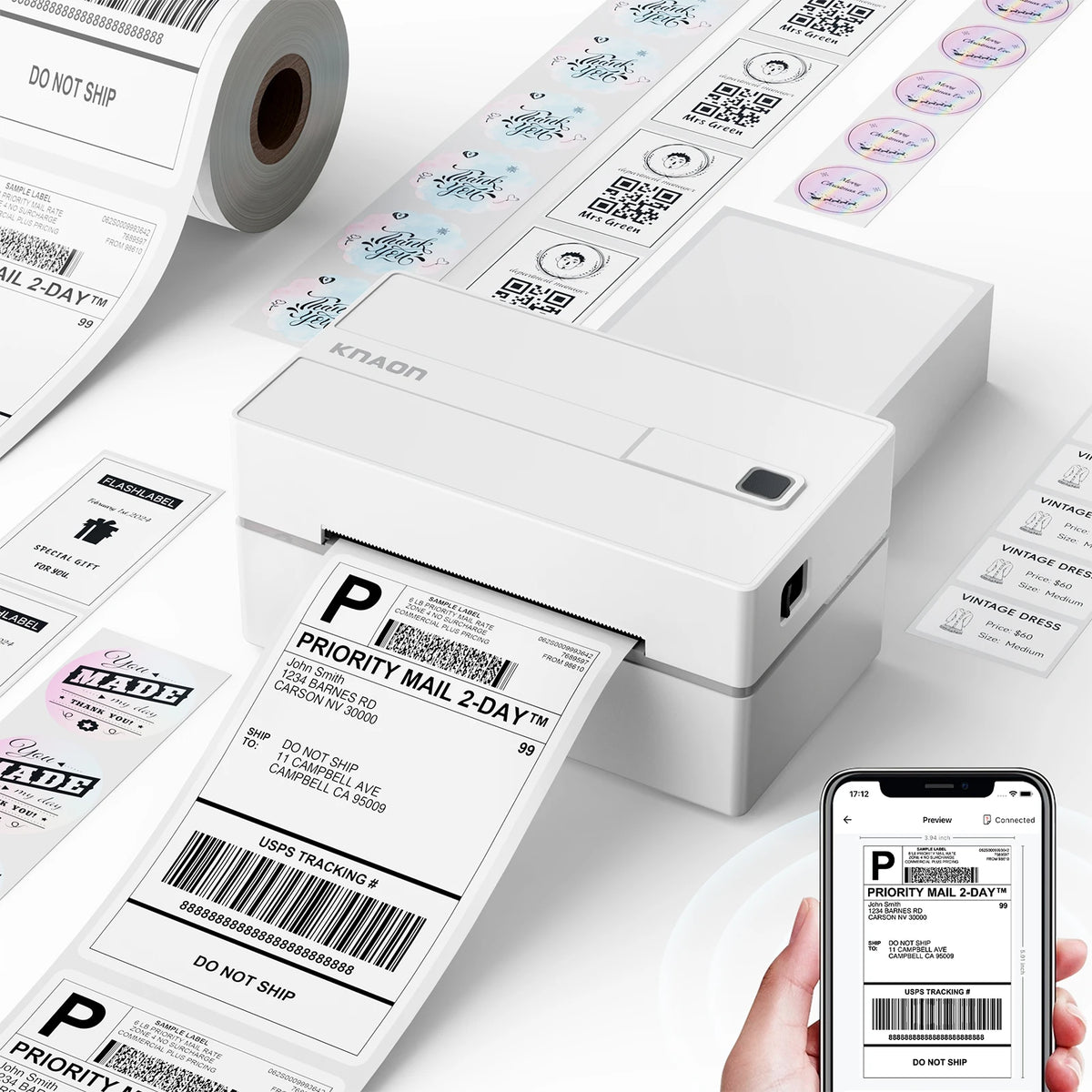 Knaon 4x6 Shipping Thermal Label Printer For Small Business