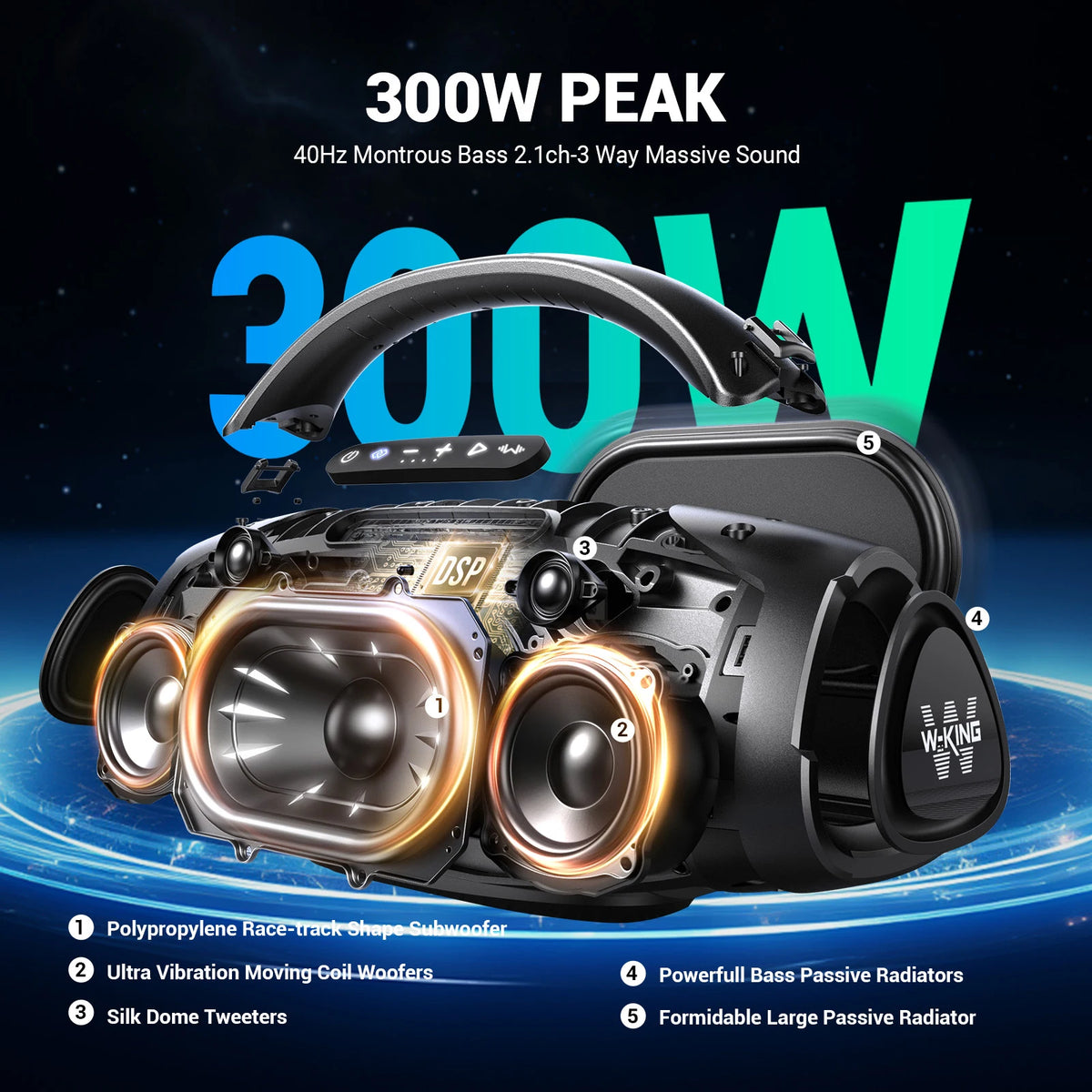 W-KING D20 Portable Bluetooth Speaker With Powerful Bass