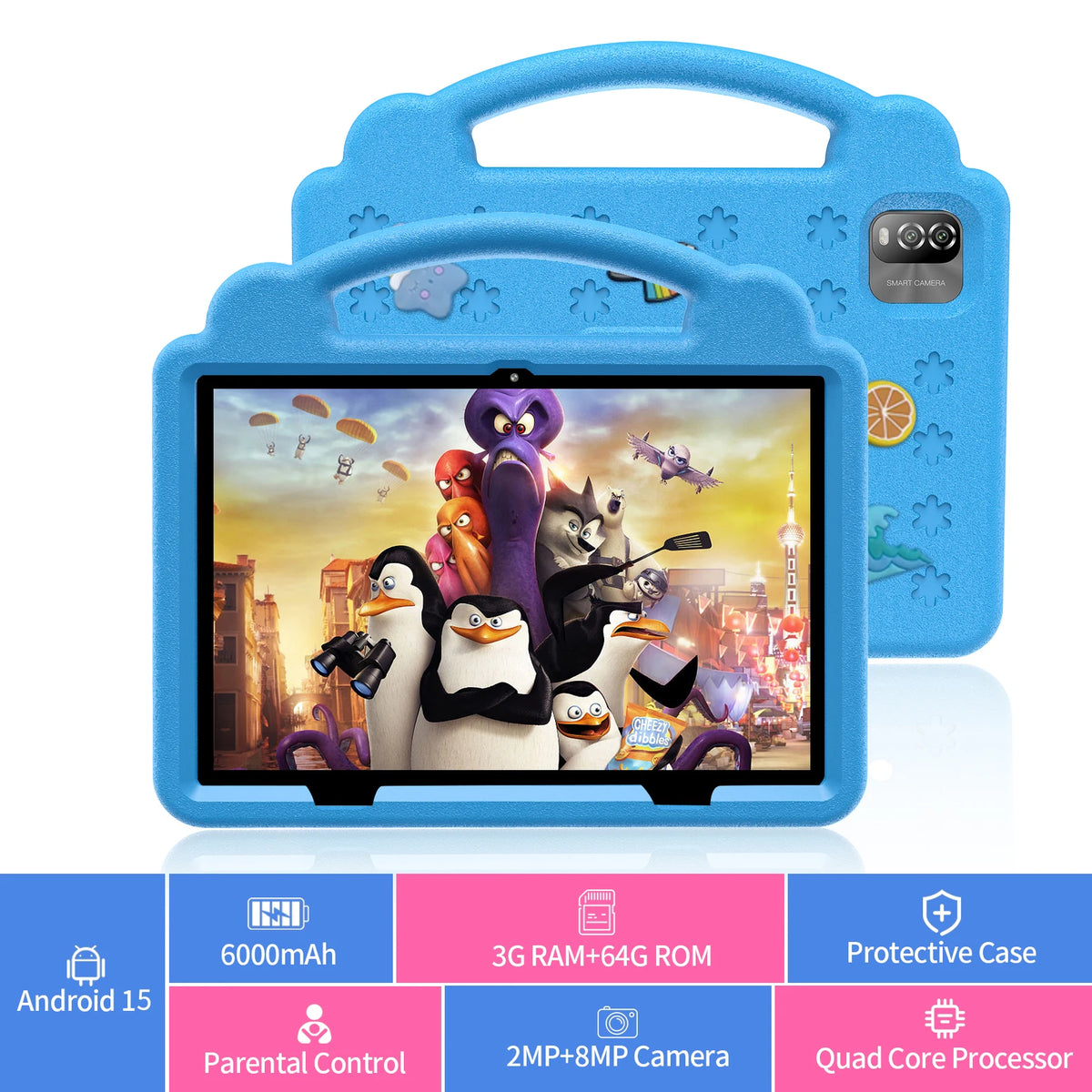 Pritom 10 Inch Kids Tablet With Parental Control And Carrying Case