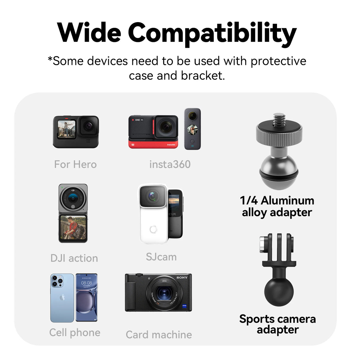 TELESIN Super Clamp Camera Mount Crab Claw with 360° Dual Ball Head Bike Bicycle Motorcycle Handlebar Holder for GoPro Mission 1 Pro DJI Osmo Pocket 4 3 Action 6 5 4 Insta360 Luna Ultra Xtra Muse