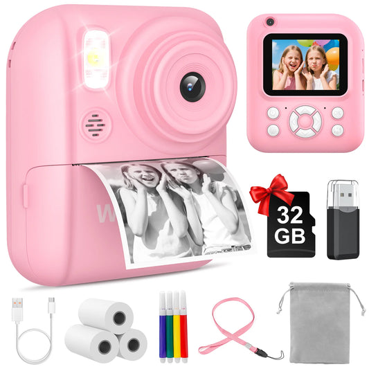 W&O Kids Instant Print Camera With LCD, Dual Lens And 16X Zoom