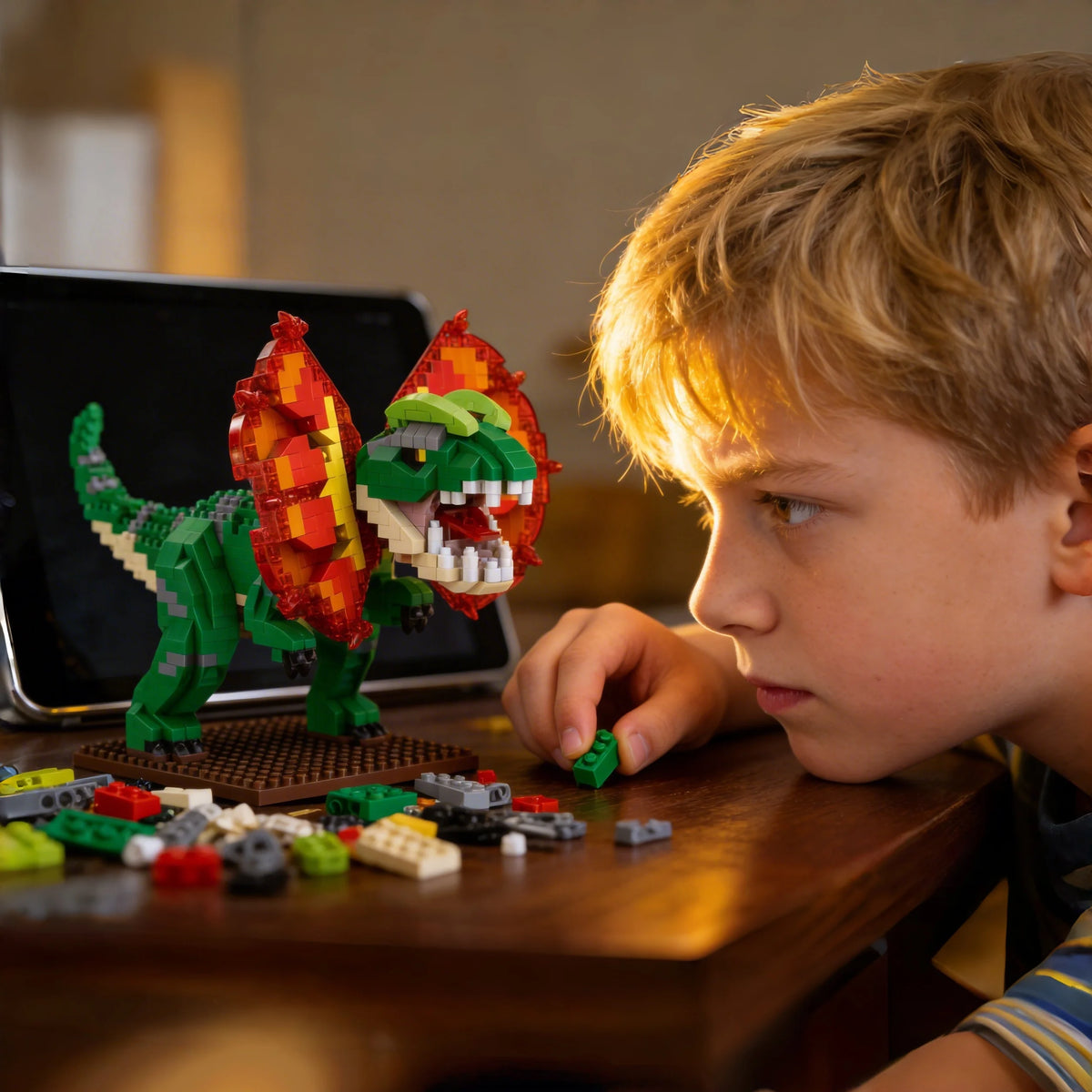 Jurassic Dilophosaurus Micro Mini Building Blocks Set By Knew Built