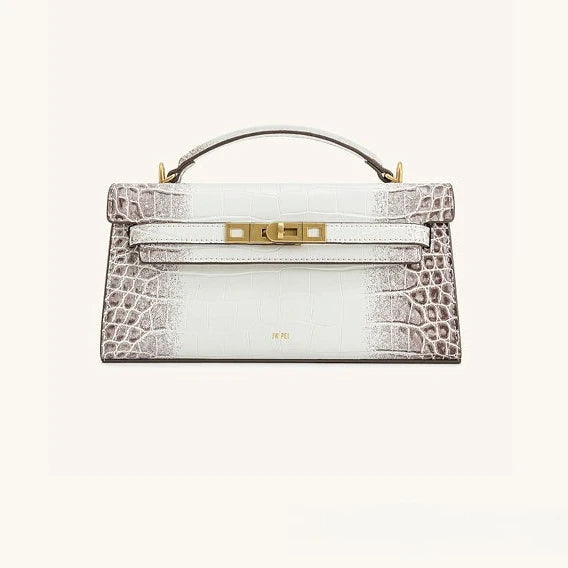 JW PEI Noor Leather Top Handle Handbag Crocodile Embossed