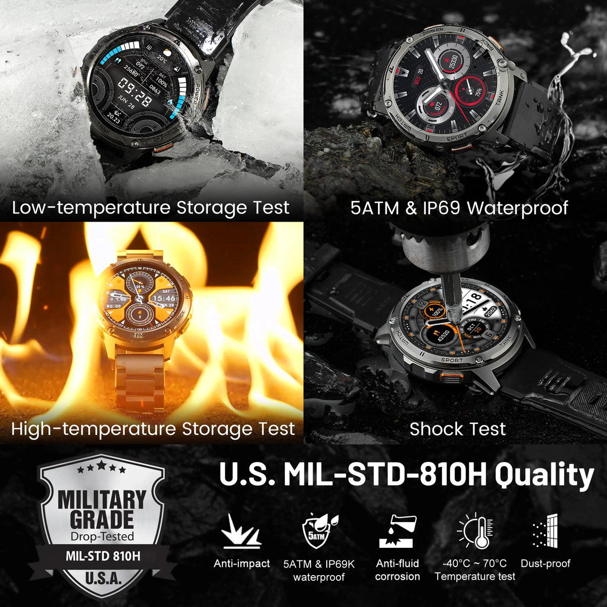 KOSPET Tank T3 Watch for Men with Call Text AMOLED