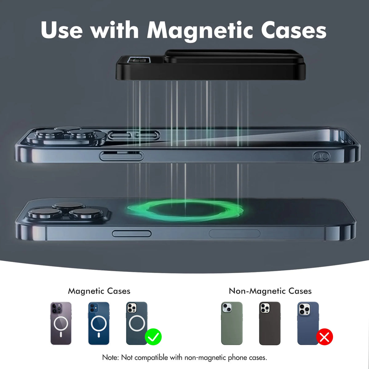 Magnetic Wireless Power Bank Solar Panel Digital Fast Charger