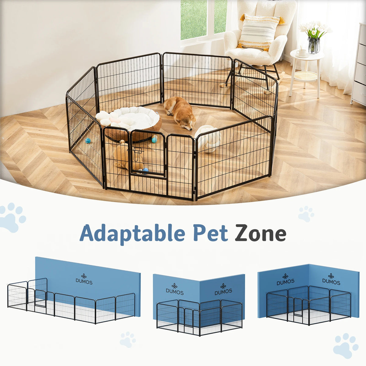 Jhk Metal 8 Panels Dog Playpen Foldable Pet Fence