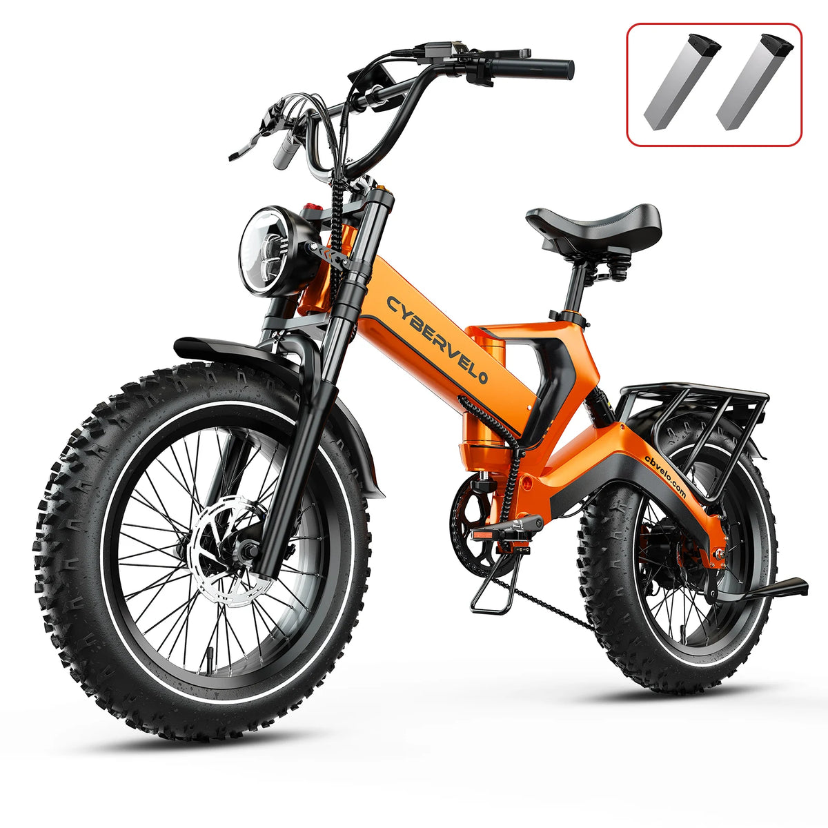 Cybervelo 20 In Fat Tire Foldable Electric Bike With Removable Battery And High Power